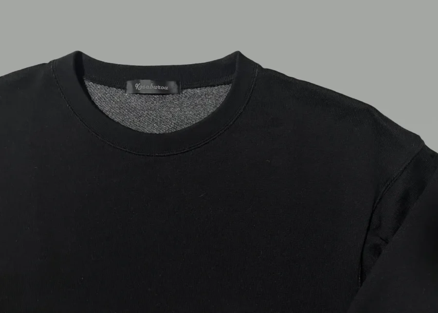 kosaburouの黒いカシミヤ裏毛スウェット